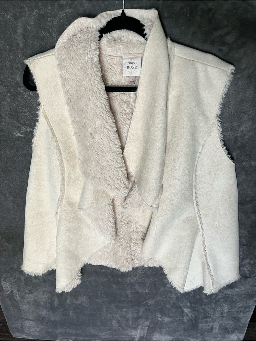 Knox Rose Cream Faux-Shearling Open-Front Vest